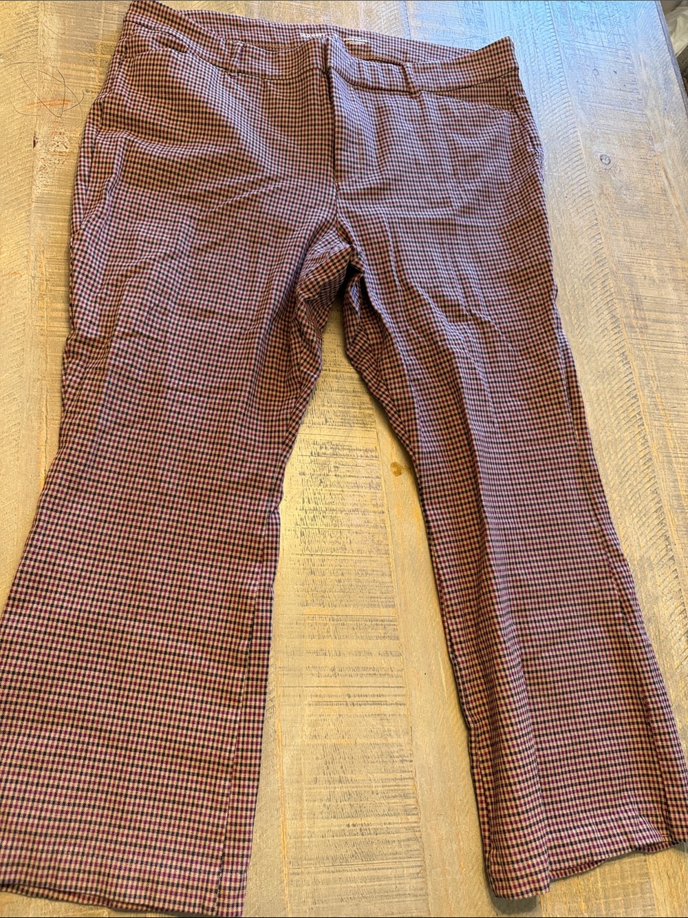 Old Navy Burgundy and Black Check Ponte Bootcut Pants
